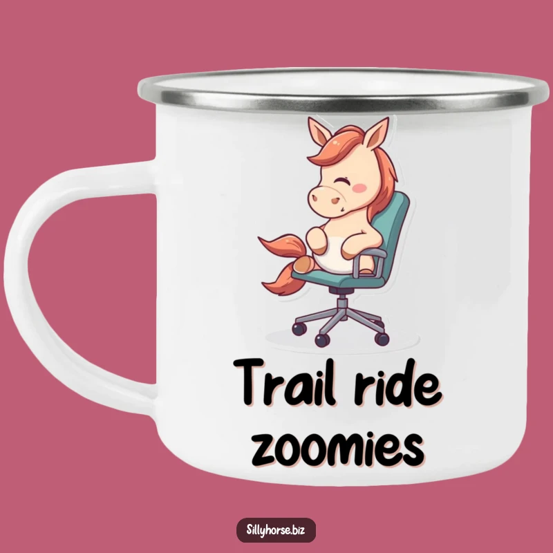 Office Escape Horse Funny Camping Mug - Rolling Chair Fun, Energetic Steed, Camp Laughs