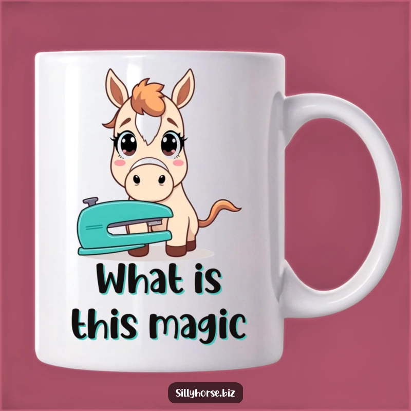 Funny Surprised Horse Stapler Mug - Hilarious Office Reaction Gift