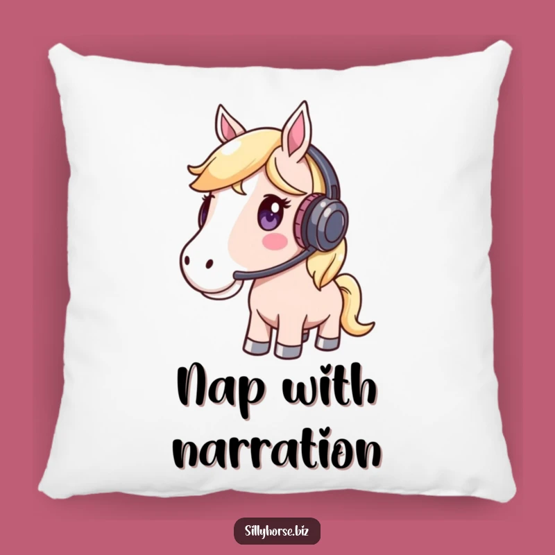 Focused Friend Funny Pillow - Horse Headset, Cozy Listener Accent, Whimsical Decor