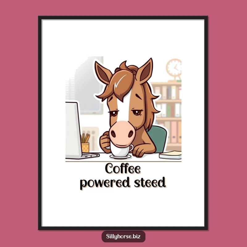 Funny Determined Horse Digital Print: Motivational Office Art, Perfect Funny Gift