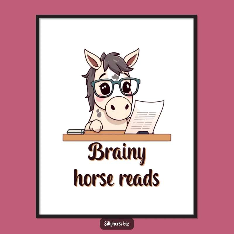 Funny Curious Horse Digital Print: Intellectual Wall Art, Perfect Funny Gift