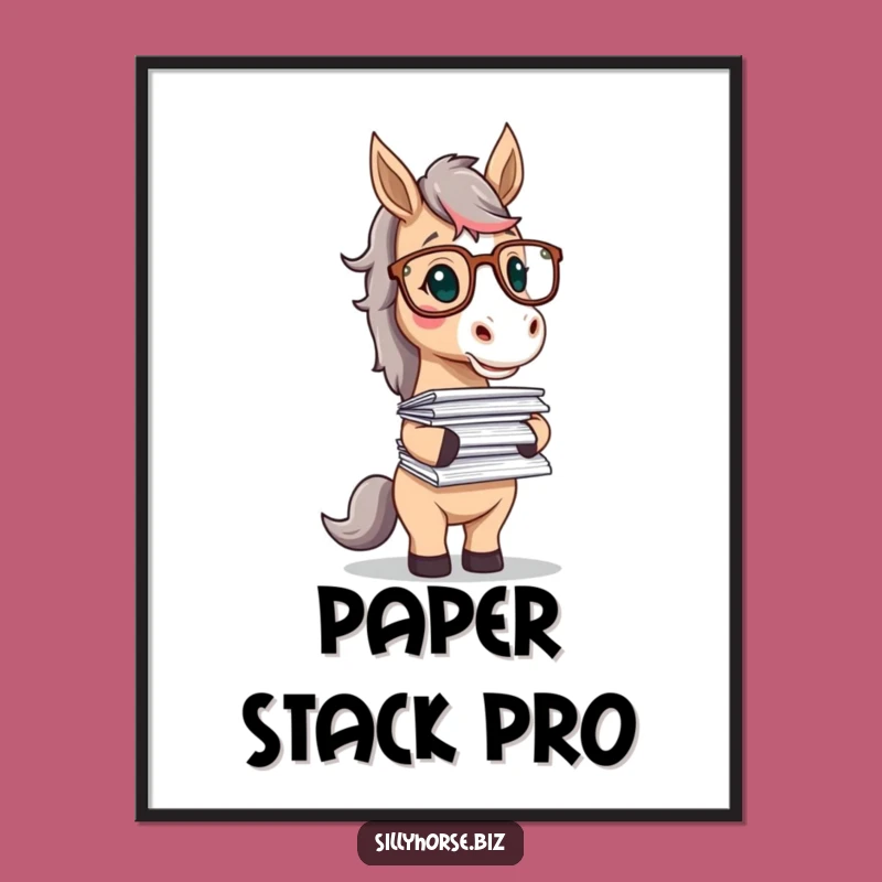 Funny Horse Scholar Digital Art: Hilarious Academic Horse Wall Art Print