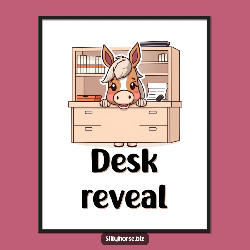 Funny Horse Surprise Digital Art: Hilarious Desk Dweller Wall Art Print
