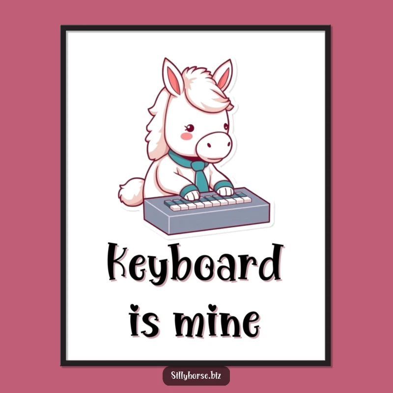 Funny Horse Typing Digital Print: Hilarious Office Wall Art, Perfect Funny Gift