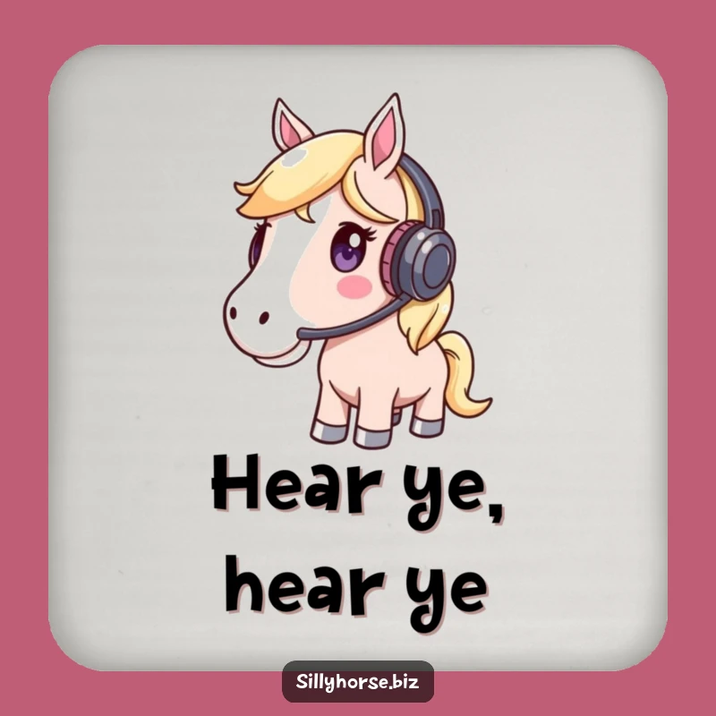 Attentive Horse Funny Coaster Set - Headset Listener, Protect Surfaces, Bar Decor