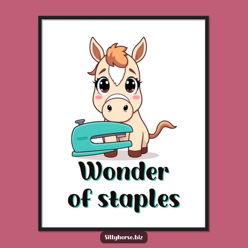 Funny Surprised Horse Poster - Hilarious Office Art for Walls