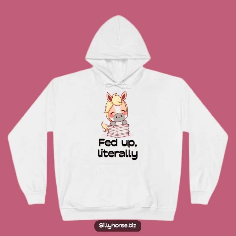 Cozy Reader Horse Funny Hoodie - Paper Munching, Content Steed, Warm & Whimsical Wear