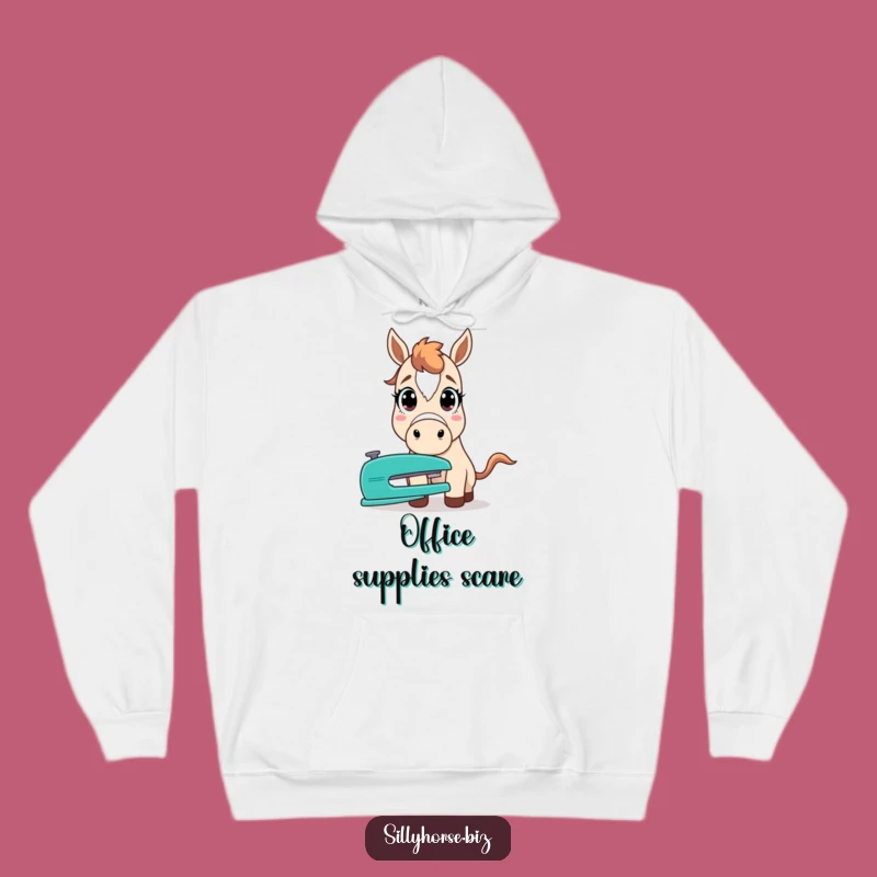 Funny Surprised Horse Hoodie - Cozy and Comical Office Wear