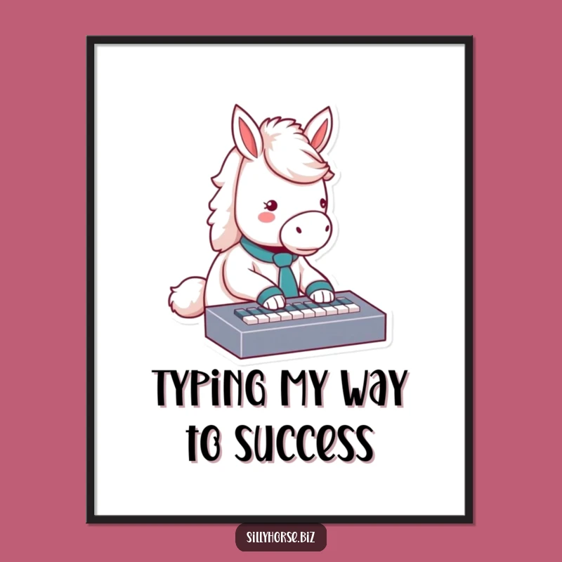 Free Printable Funny Horse Wall Art: Fluffy Typist Typing Away!