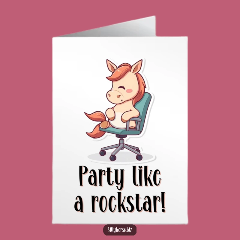 Funny Free Printable Birthday Card: Horse Nudging Chair, Office Humor, Hilarious Downloadable Gift
