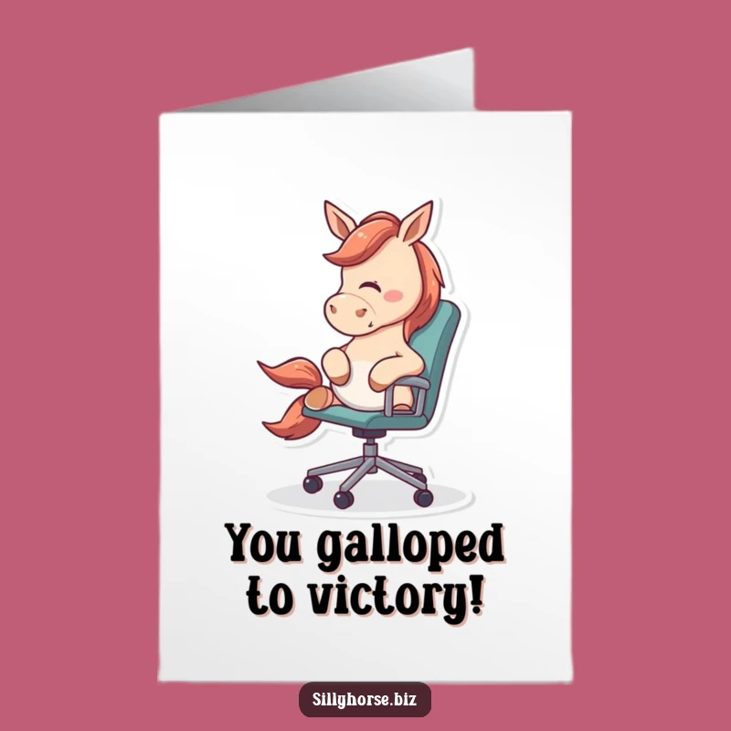 Funny Free Printable Congrats Card: Horse Nudging Chair, Office Chaos, Hilarious Downloadable Gift