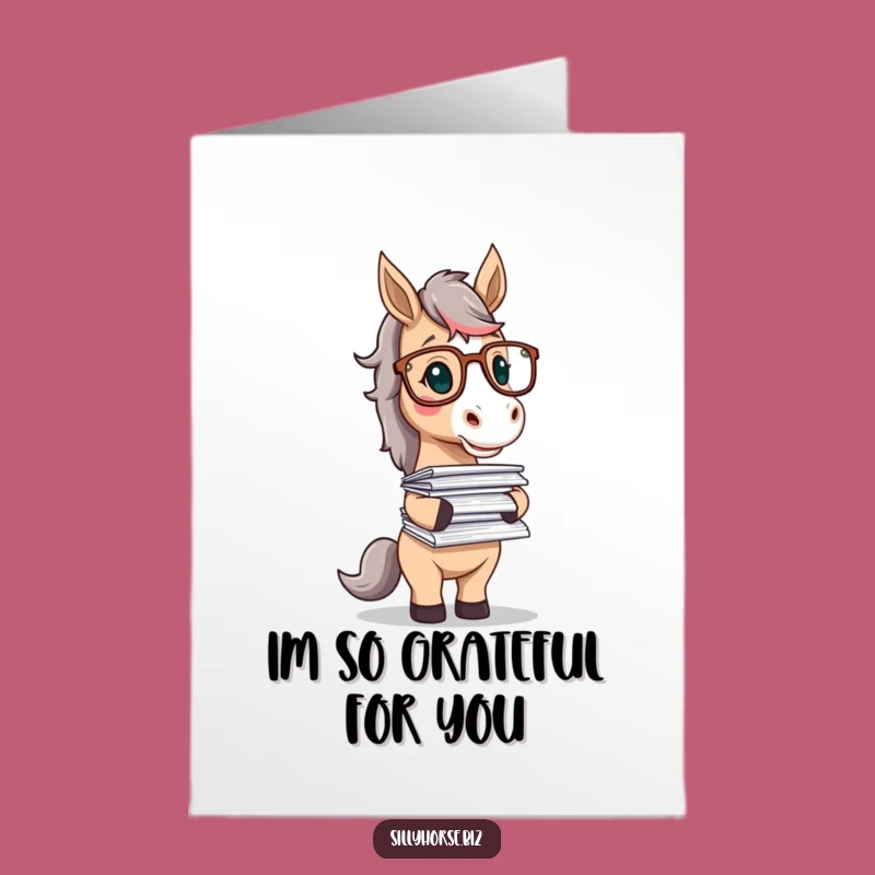 Free Printable Thank You Card: Juggling Papers Horse Digital Download