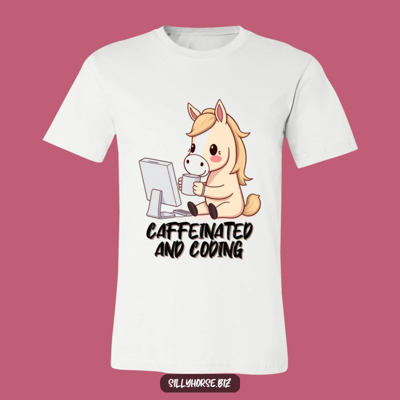 Funny Horse Coder T-Shirt: Hilarious Coffee-Fueled Horse Graphic Tee