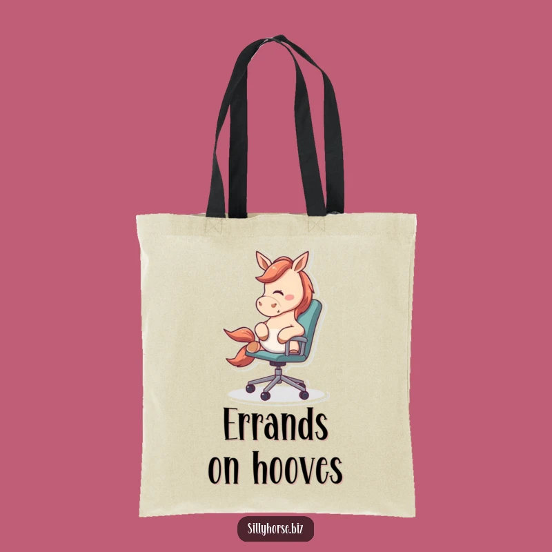 Office Steed Funny Tote Bag - Horse Rolling Chair, Playful Energy, Unique Carryall