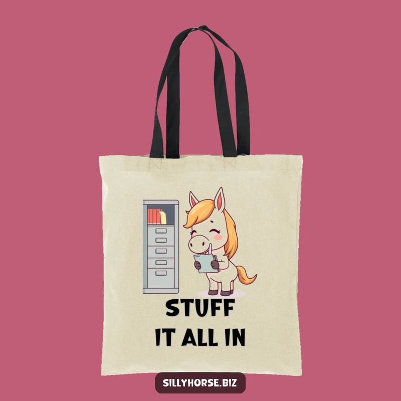 Funny Giggling Horse Tote Bag - Hilarious Carry-All for Office Life